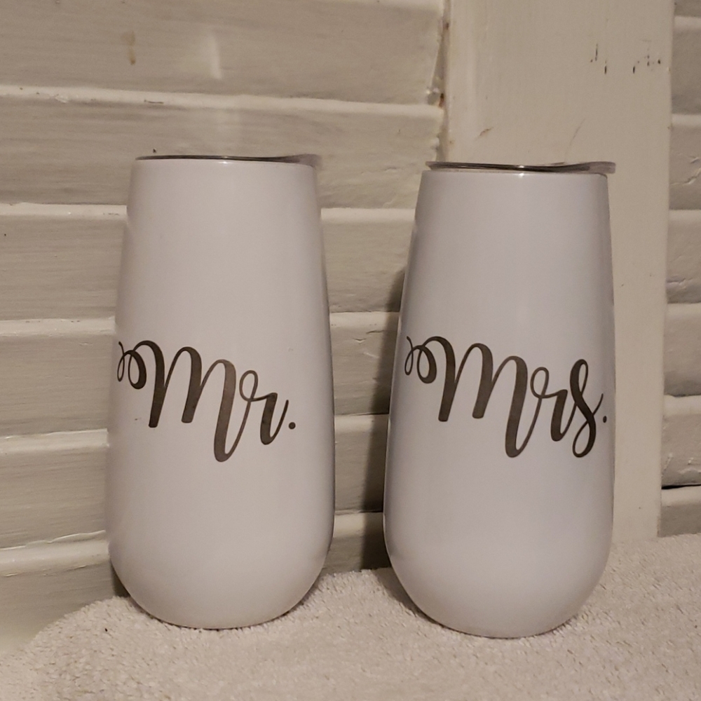 Mr. & Mrs. Champagne Stainless Glass's
